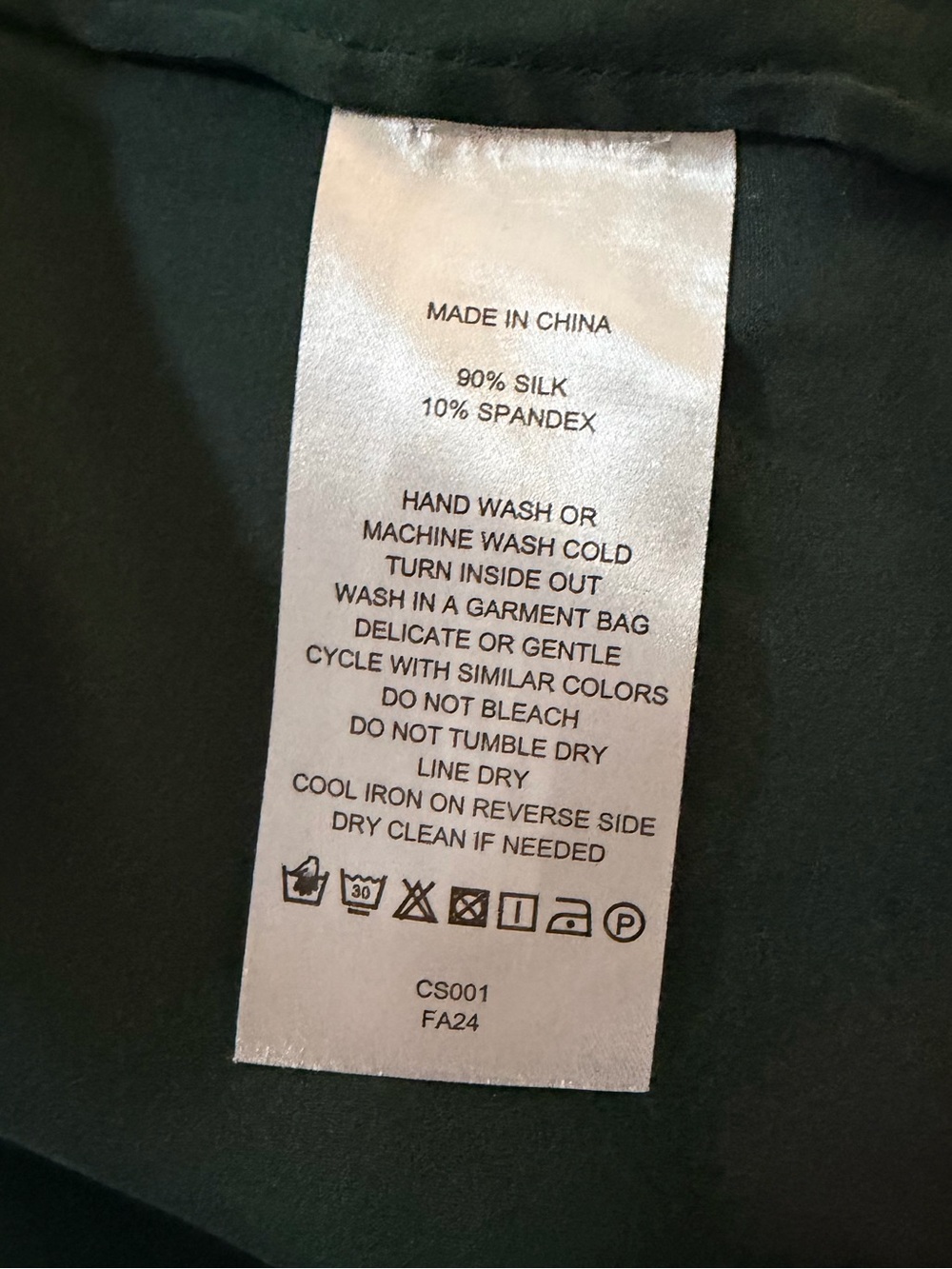 Quince Washable Stretch Silk Puff Sleeve Blouse. Forest Green. Small. - Picture 5 of 7
